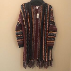 Cardigan sweater women’s S/M Bohemian tribal artzec stripe southwestern redo